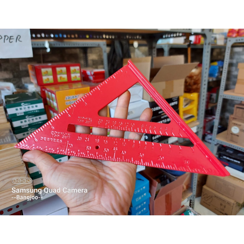 

el Keren Murah Penggaris Woodworking Speed Square Penggaris Sudut Geser Siku Derajat Alat Perkakas Ukur MKB
