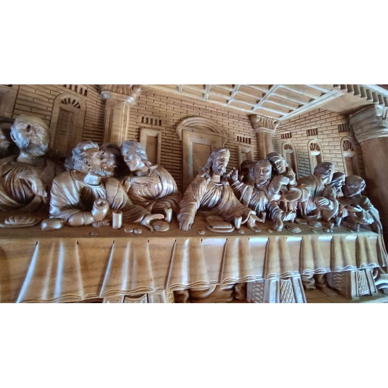 Relief kayu jati perjamuan kudus Original.