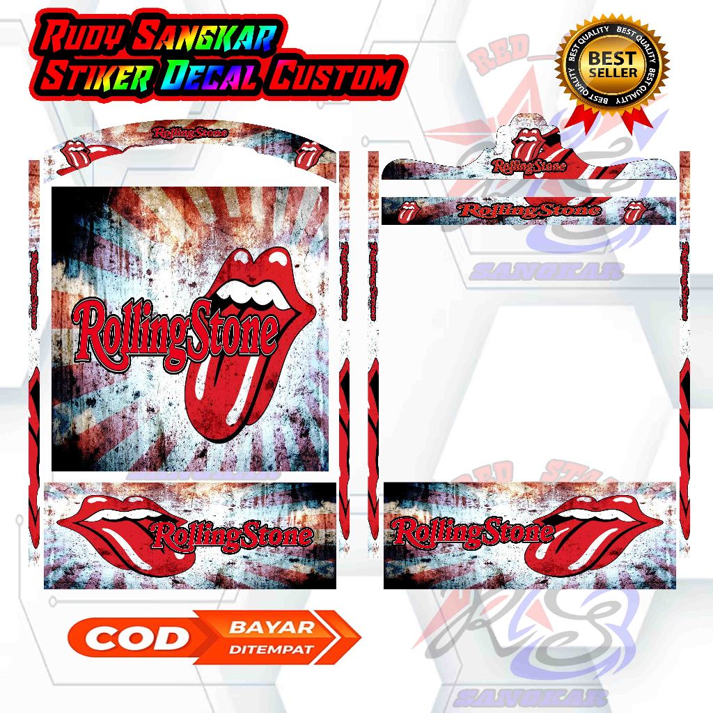 STIKER DECAL SANGKAR BURUNG KHOSAN MOTIF ROLLING STONES