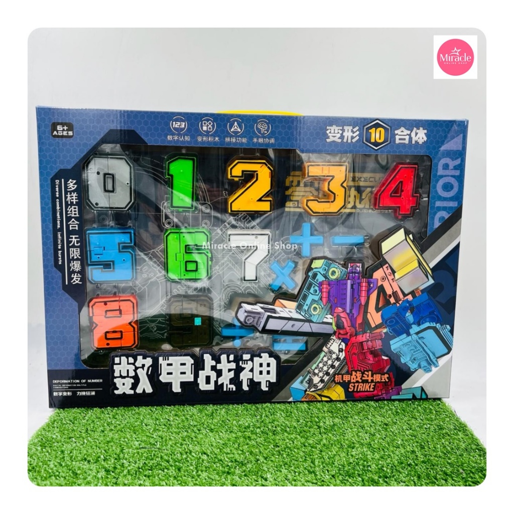 Mainan Robot angka 0 sampai 9 bisa digabung jadi robot besar - transformer angka robot new
