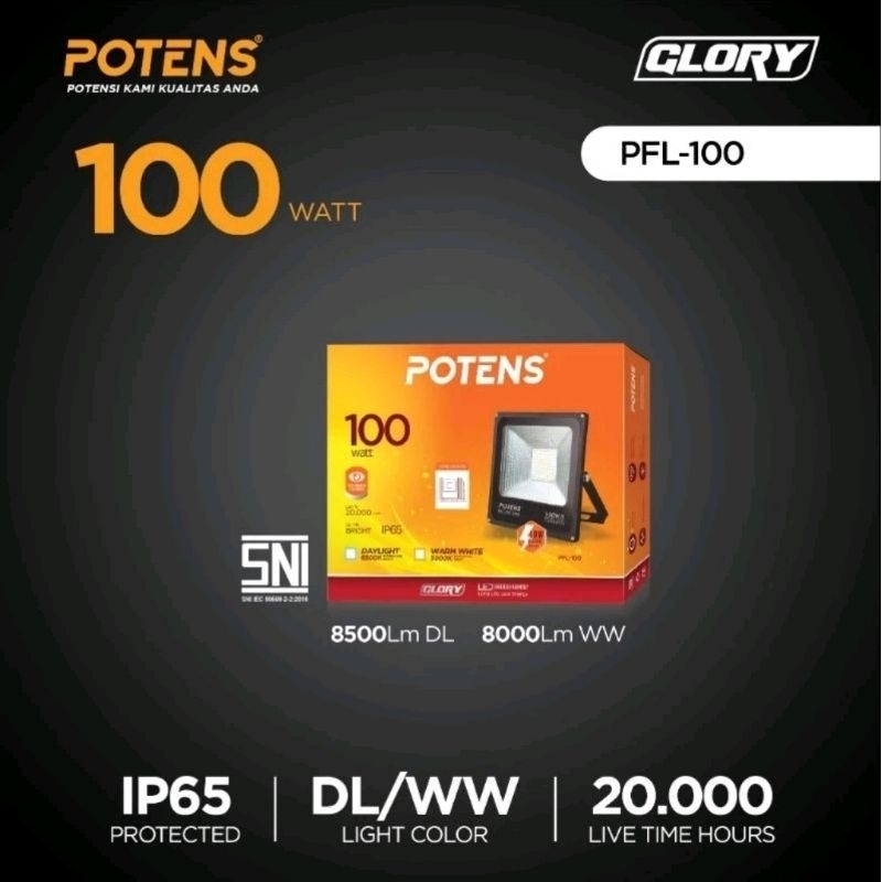 POTENS LAMPU SOROT LED 50 WATT/100 WATT CAHAYA PUTIH/CAHAYA KUNING