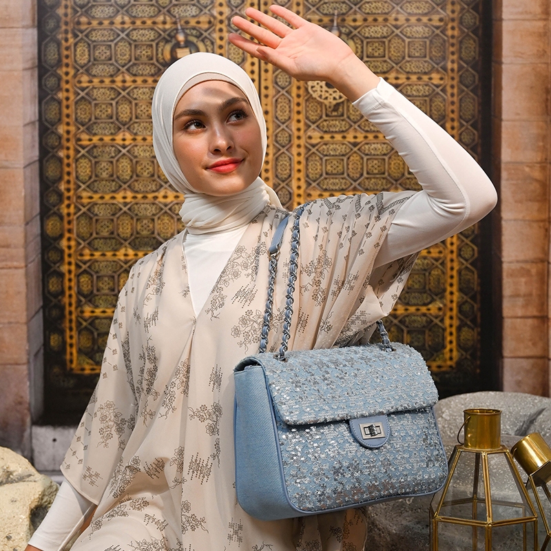 Gobelini 1331 Jossy Flap Shoulder Bag Sequin - Denim/Dusk Blue