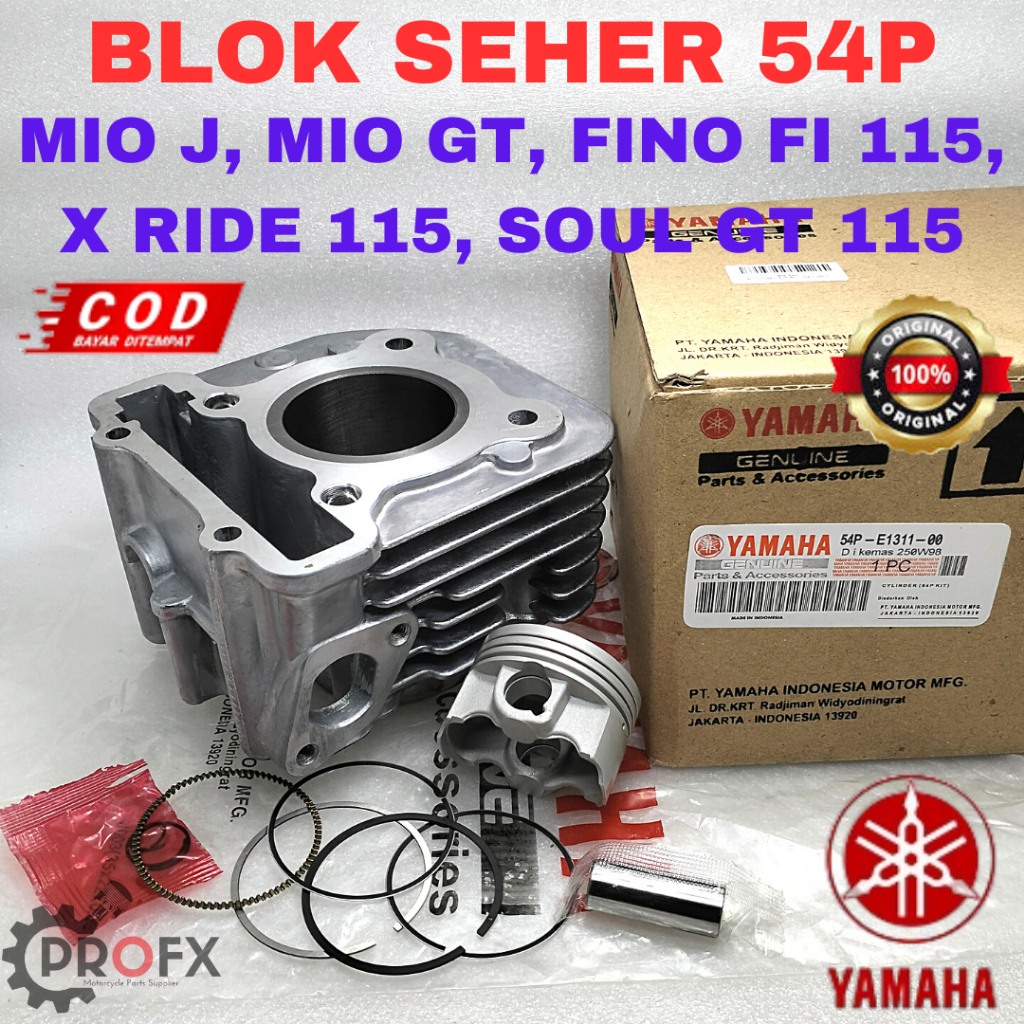 BLOK SEHER RING PISTON KIT MIO J X RIDE MIO GT SOUL 115 FINO FI 115 YAMAHA 54P KUALITAS ORIGINAL YGP
