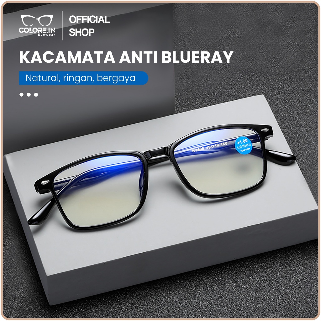 Colore.in Kacamata Baca Plus Progresif Auto Fokus Anti Blueray TR-90 Lentur Pria Wanita Fashionable 
