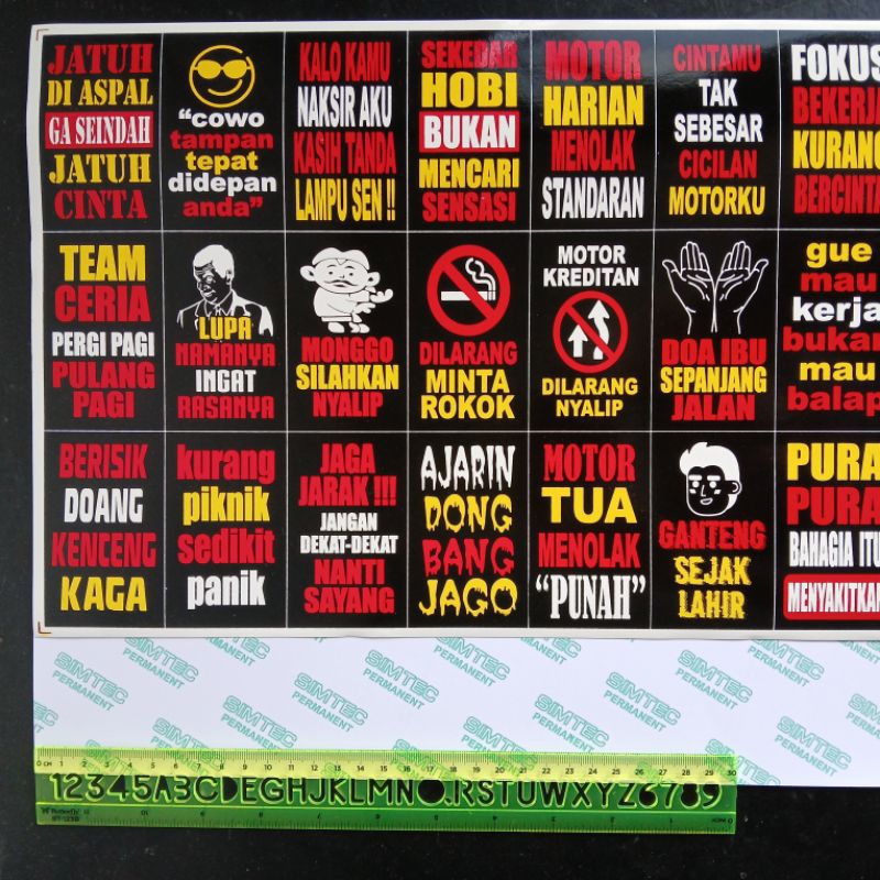 

stiker warning! 1 Lbr 42x25cm isi 21|22|24 potong