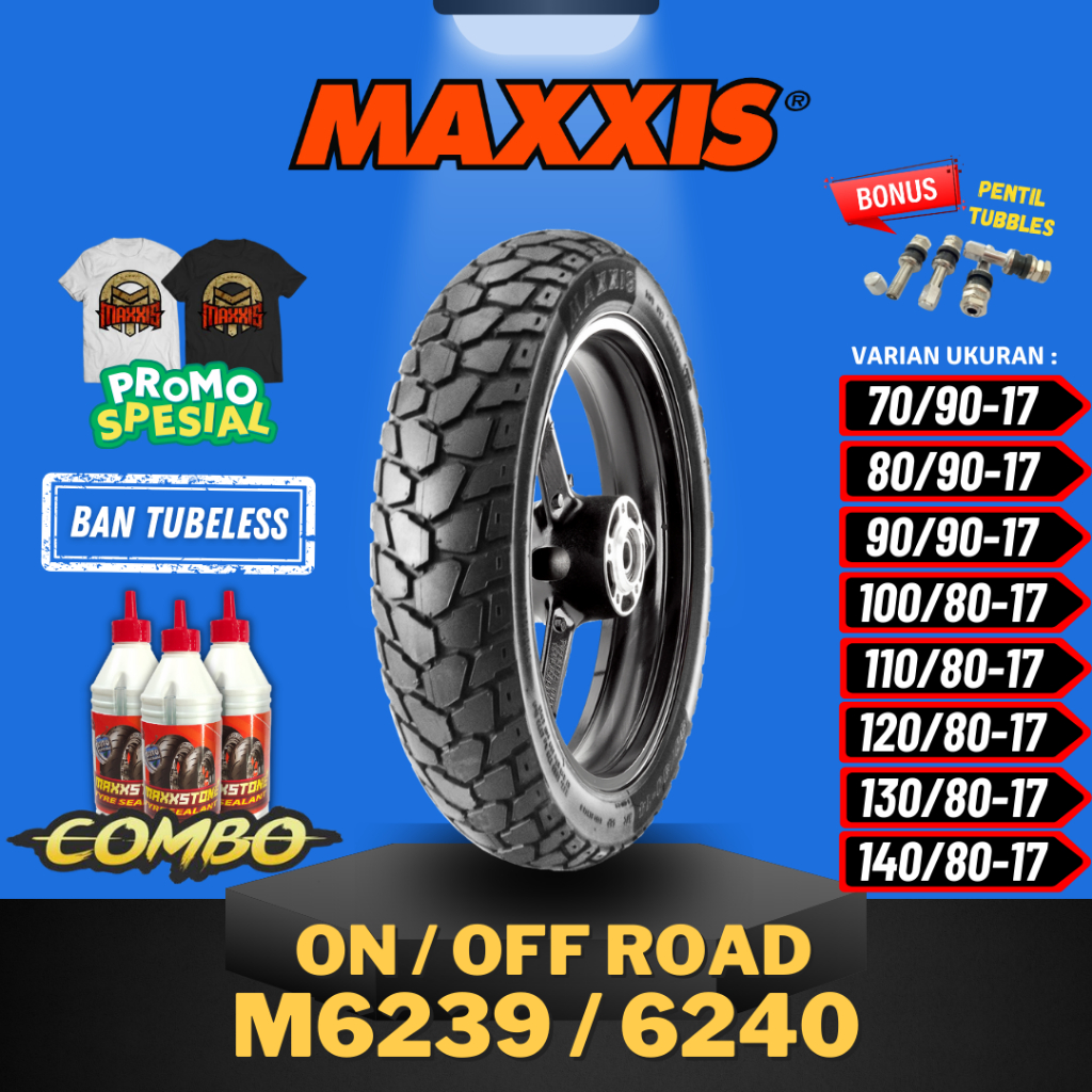 [READY COD] BAN MOTOR RING 14 RING 17 / BAN MAXXIS ON/OFF ROAD 70/90 - 80/90 - 90/90 - 100/80 - 110/80 - 120/80 - 130/80 / BAN TUBELESS M6239 / M6240