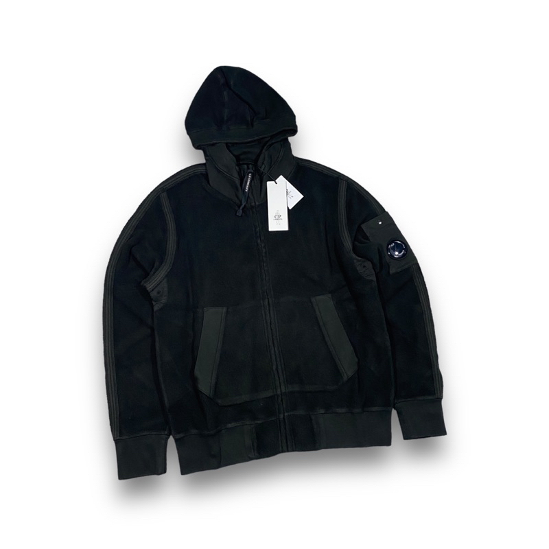 ZIP HOODIE CP COMPANY UTILITY POLAR FLEECE BLACK ORIGINAL