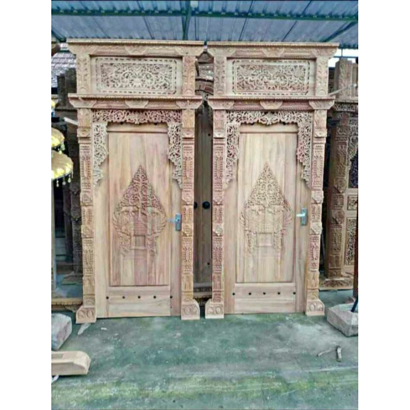 pintu gebyok/pintu kamar/pintu rumah ful kayu jati ukir Jepara