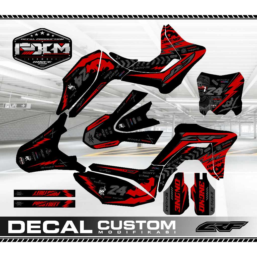 DECAL CRF 150L SUPERMOTO / MOTOCROSS FULLBODY MERAH HITAM GREY KEREN STICKER FULL BODY STICKER STIKE
