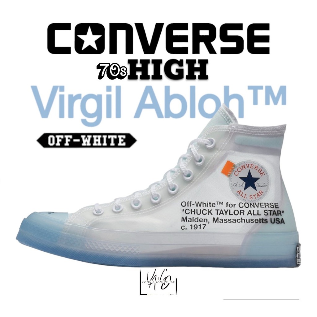 Sepatu Converse Chuck Taylor All Star HI X Virgil Abloh Off White 100% Original Sneakers Casual Pria