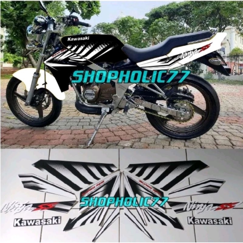 Striping Ninja ss  2014 2015 Putih Stiker lis poket standar Ori Kawasaki Ninja SS 2014 2015 Putih St