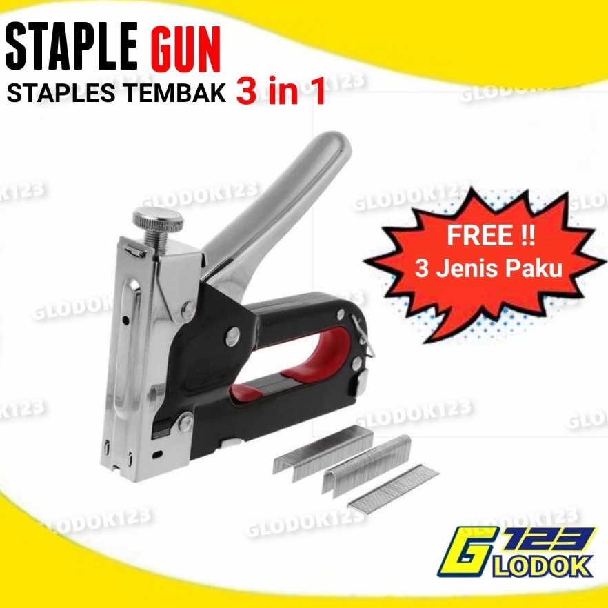 

Murah Staple Staples Steples Gun Tembak 3 in 1 Jok Kulit Kayu Karpet Kardus W9I