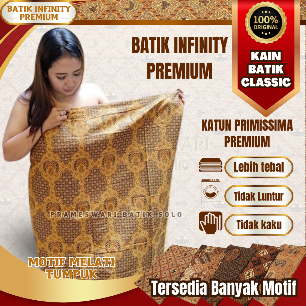 Kain Batik Jarik Klasik Solo Motif MELATI TUMPUK Katun Ori Primissima Adem Lembut
