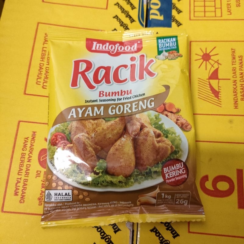 

Bumbu Racik serbaguna/Bumbu Racik Indofood/Bumbu Racik Nasi Goreng/Bumbu Racik Tempe Goreng/Bumbu Racik Ayam Goreng/Bumbu Racik Sayur Asem