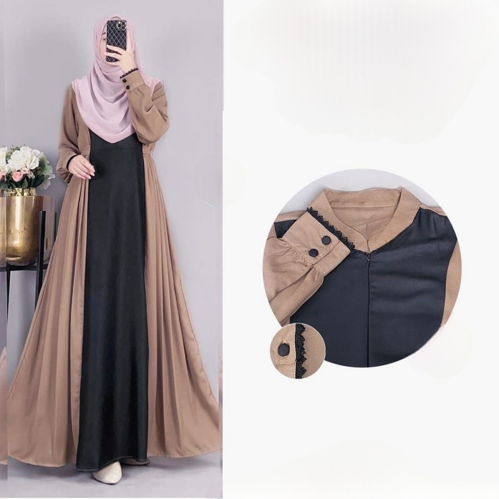 Gamis abaya RIYA Dress Abaya terbaru model simple Gamis wanita syar'i bahan Crinkle Premium model baru 2024