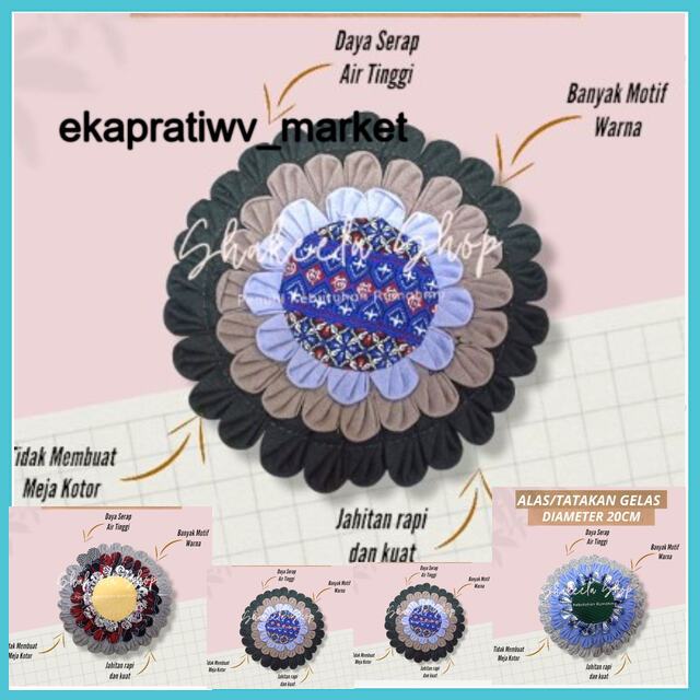 Tatakan Gelas Bahan Kain Perca Diameter 20CM Tatakan Asbak Serbaguna