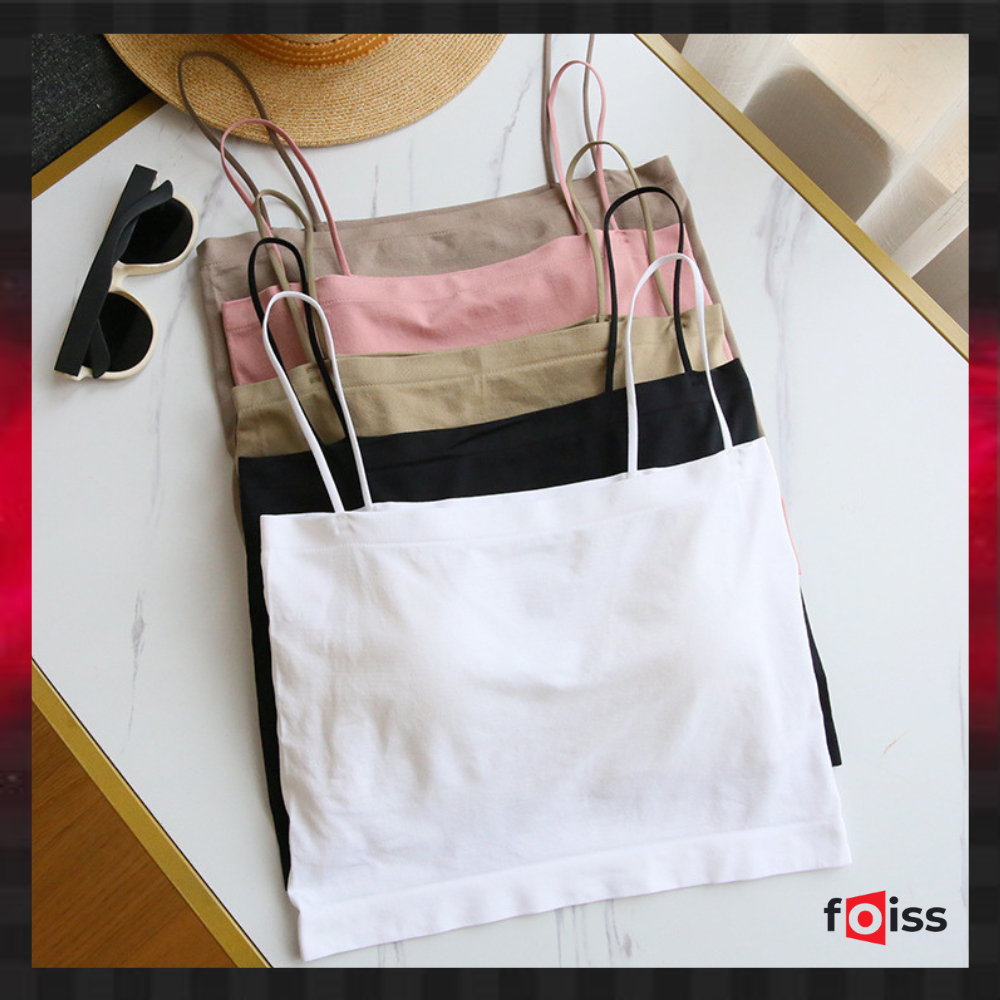Foiss Bra Tanktop Wanita Tanpa Kawat Tanktop Square Tali Spaghetti 1069