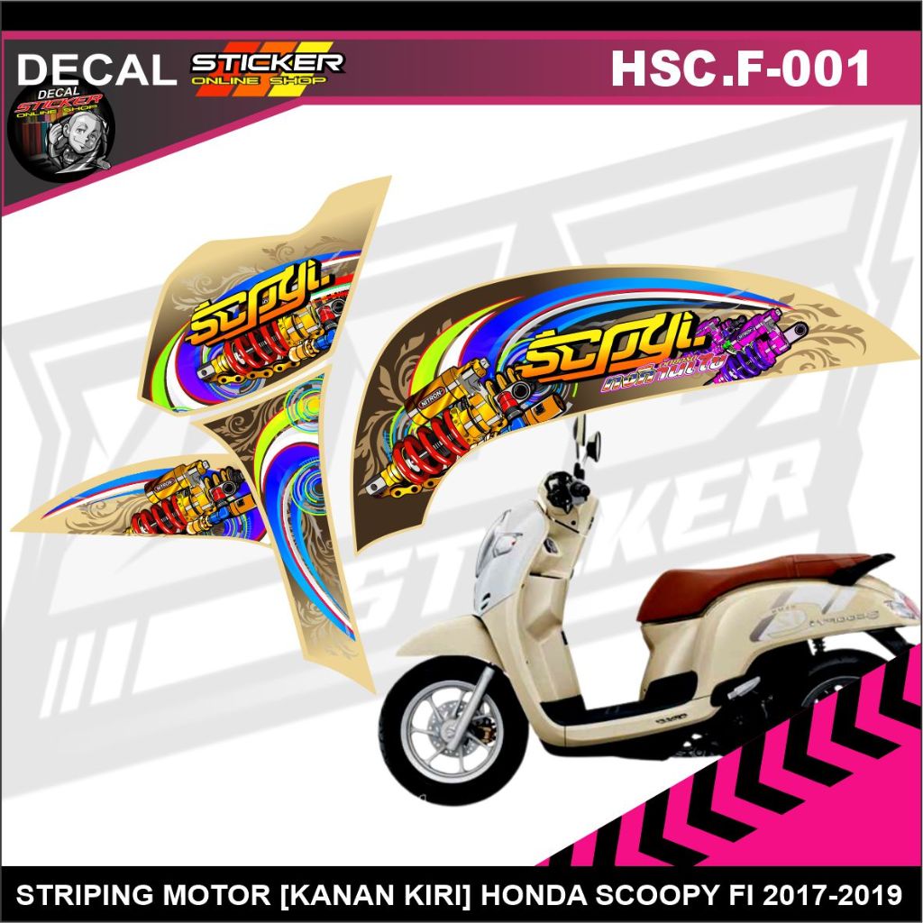 STRIPING HONDA SCOOPY  FI 2017-2019 WARNA KREM STIKER MOTOR VARIASI KARAKTER KEREN