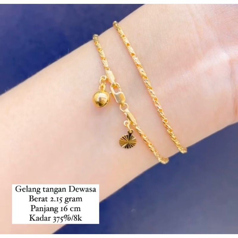 Gelang bambu emas kadar 375%/8k