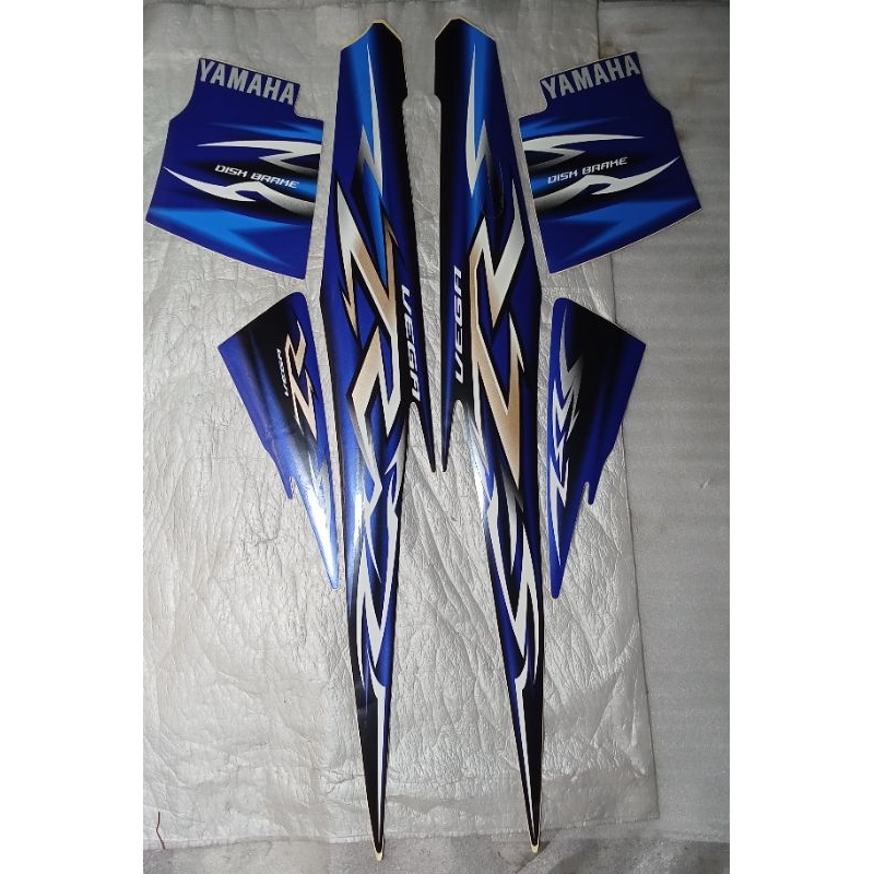Striping stiker body kanan kiri full set Yamaha VegaZR 2009 Biru Original