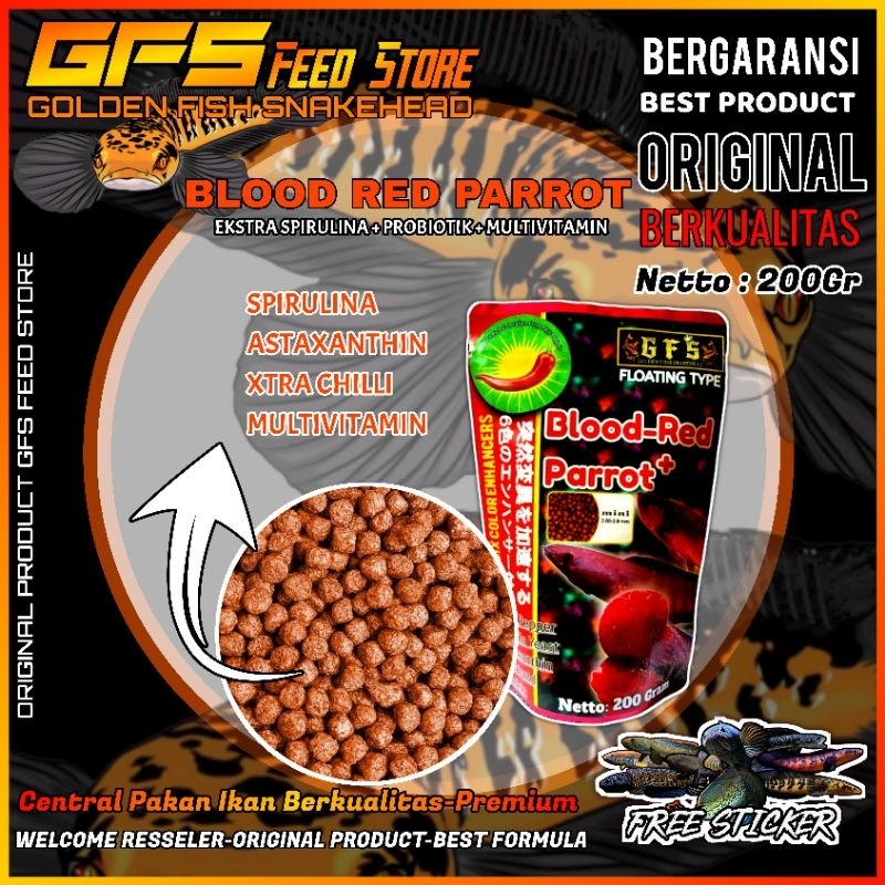 Pelet Blood Red Parrot 200gr Bukan hikari Pakan Channa Oscar Arwana