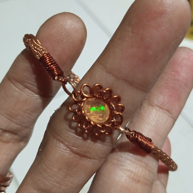 Batu Kalimaya Teh Afrika Natural Gelang Tembaga Handmade Viking Knot