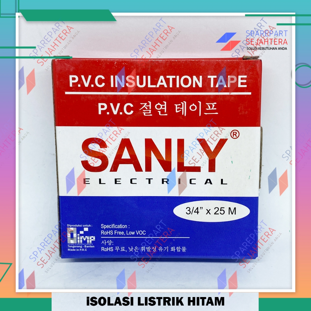 

LEM LAKBAN ISOLASI SOLASI LISTRIK KABEL PVC HITAM KOREA IMPORT SEPERTI NITTO 3/4 INCH 25 METER