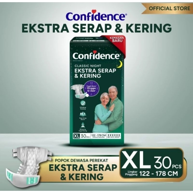 Confidence popok dewasa perekat classic night XL 30