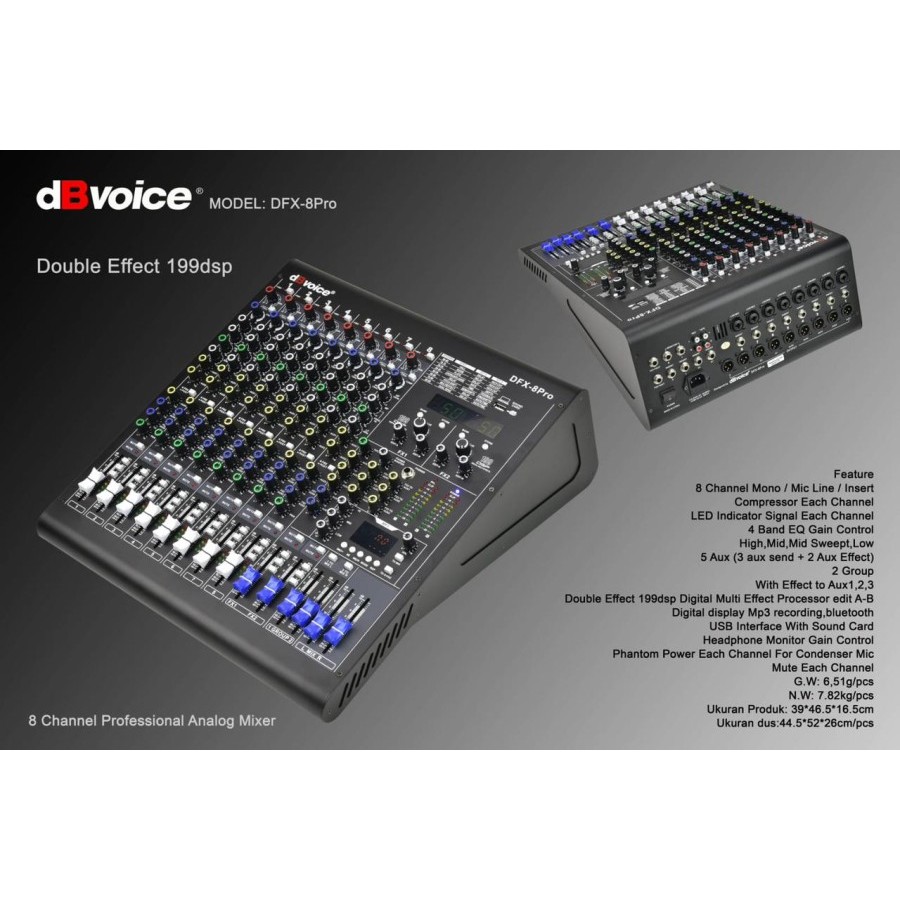 Mixer Audio dB Voice DFX 8 Pro Dbvoice DFX 8PRO 8 Channel Original Garansi