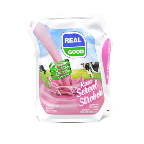 

real good susu sereal strawberry 125ml - real good susu strawberry