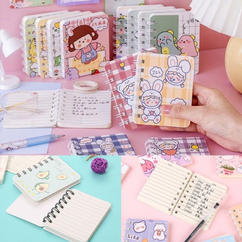 

(1 PCS) BUKU CATATAN A7 Buku Tulis Kertas Mini Notebook Ring Motif