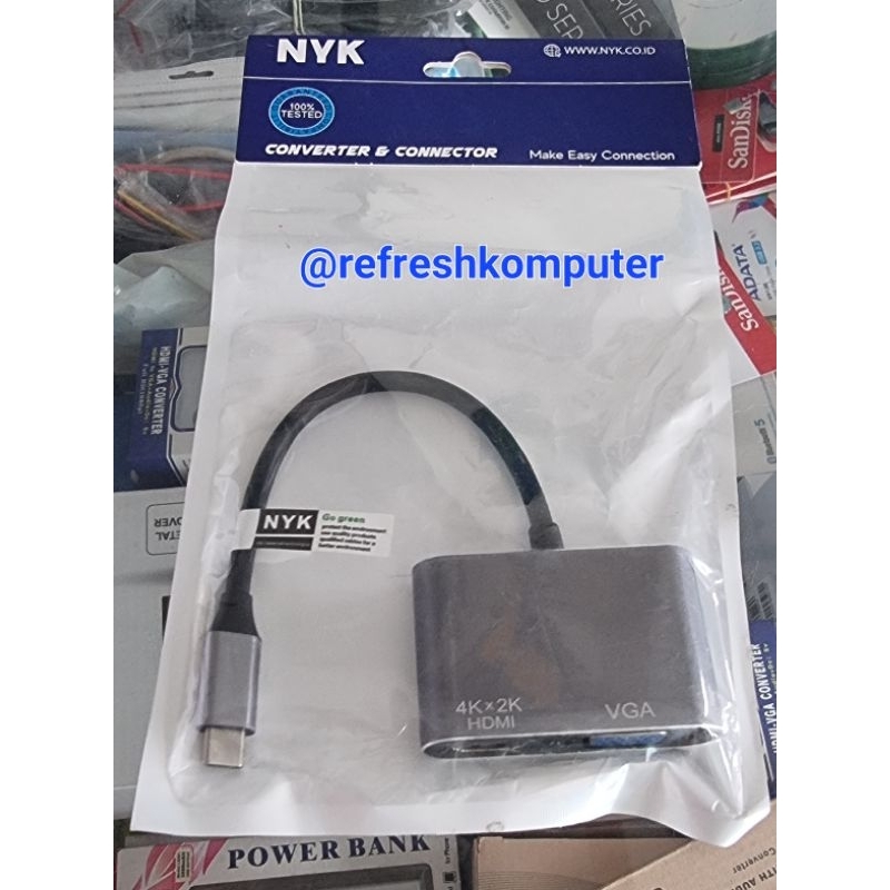 Konverter usb type c to hdmi dan vga