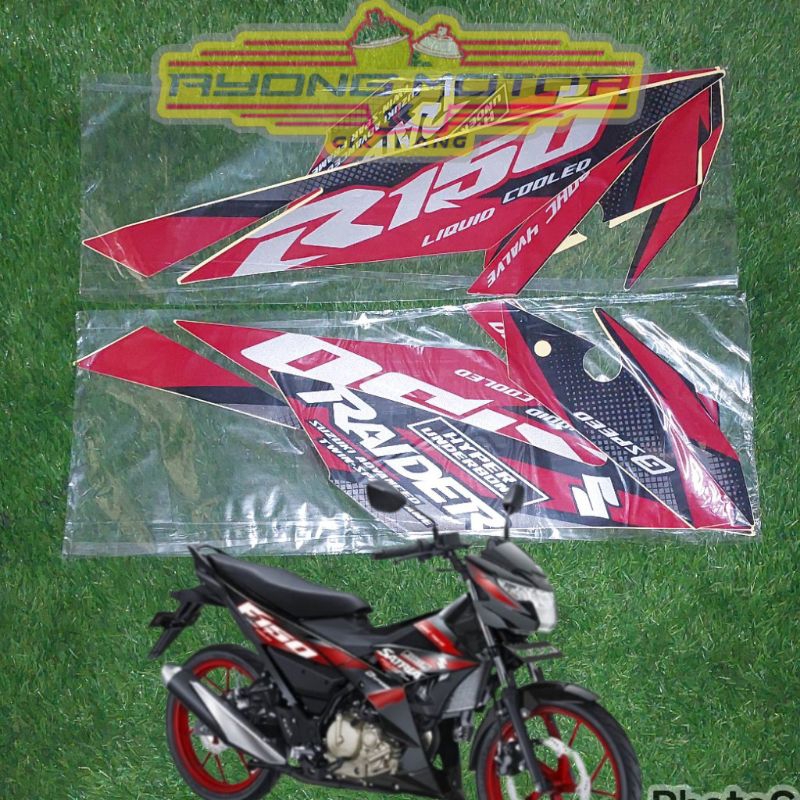 Striping Suzuki Raider 150 FI (Satria 150 FI) 2019 Hitam (Merah) Ori