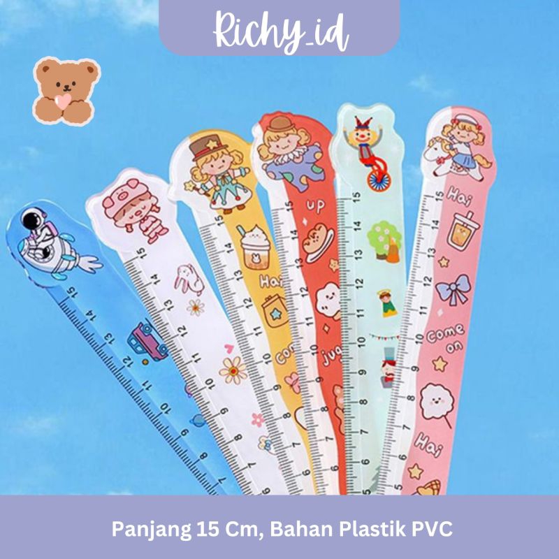 

penggaris lucu 15 cm / penggaris plastik funny karakter / penggaris karakter 15 cm