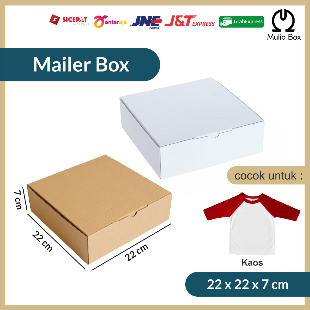 

Kardus Packing Mailer Box 22 x 22 x 7 cm Corrugated Die Cut Karton Sedang Polos Baju Hampers Hadiah