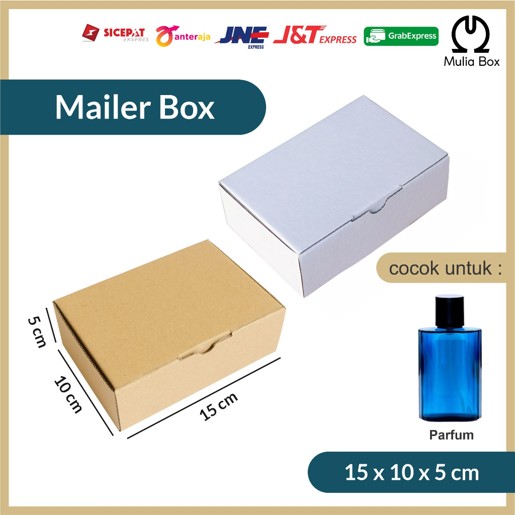 

Kardus Packing Mailer Box 15 x 10 x 5 cm Corrugated Die Cut Karton Kecil Polos Parfum Gift Hampers