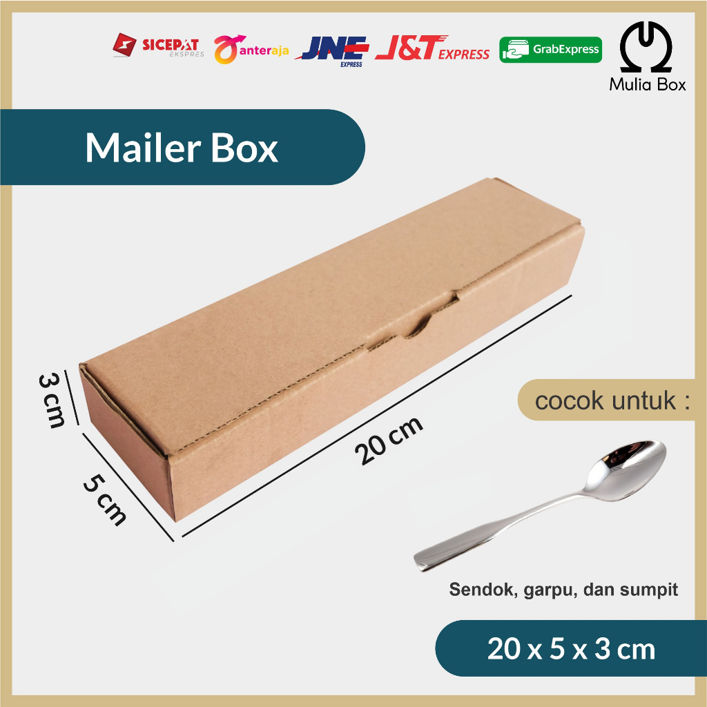 

Kardus Packing Mailer Box 20 x 5 x 3 cm Corrugated Die Cut Karton Dus Souvenir Sumpit Sendok Garpu