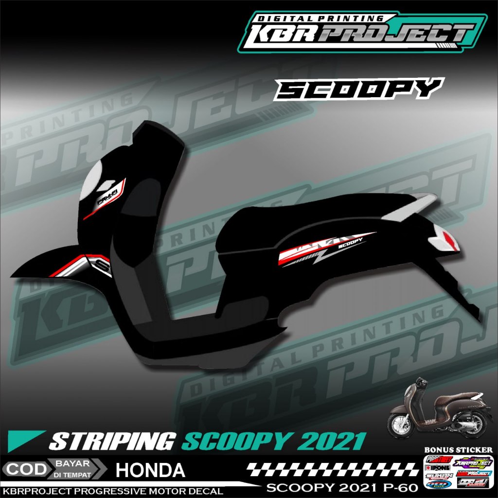 SCOOPY 2021 STIKER STRIPING PREMIUM MOTOR KEREN LIS VARIASI DESAIN RACING P.60 TRANSPARAN BISA COD