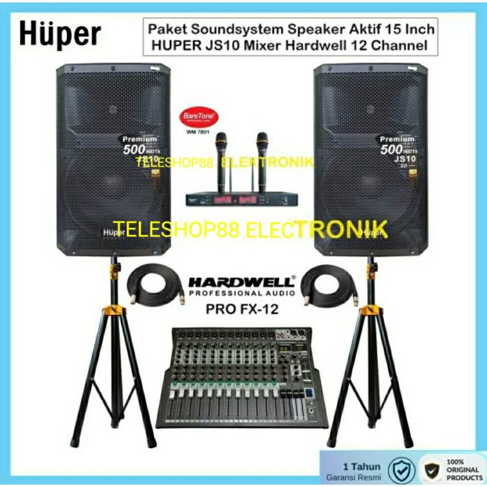 Paket Sound System Outdoor/Indoor Speaker Aktif 15 Inch Huper JS10 Original