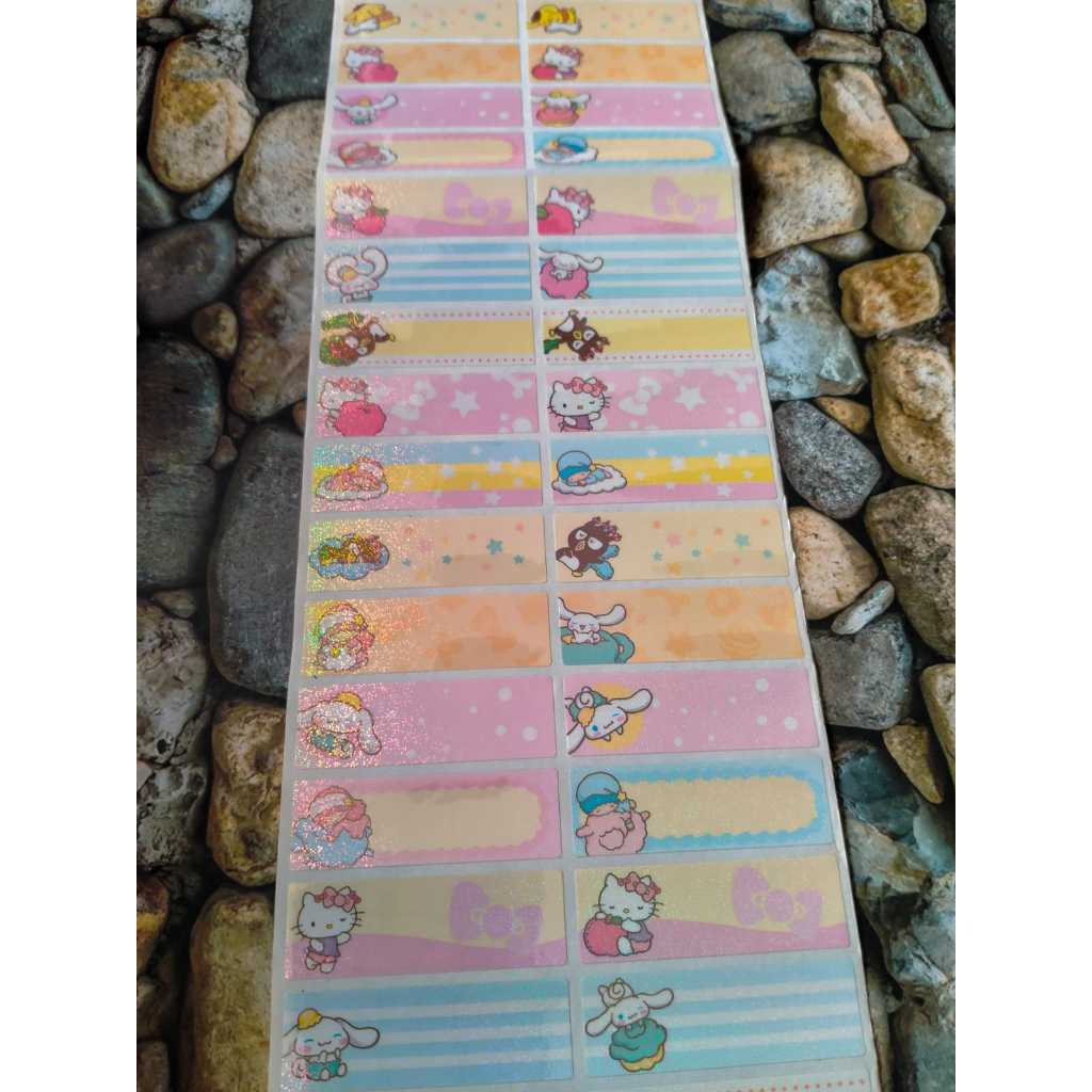 

STIKER LABEL NAMA WATERPROOF SANRIO GLITTER