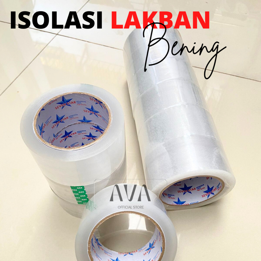 

Isolasi Lakban Bening 100 Yard x 48 mm / Isolasi Lakban Seven Star / Solatip Tape Bening Star Tape / Isolasi Packing Bening Putih Kualitas Bagus