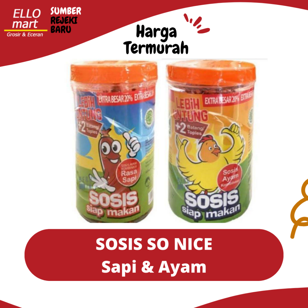 

Sosis So Nice So Sosis Siap Makan Sosis Ayam &Sapi 1 Toples