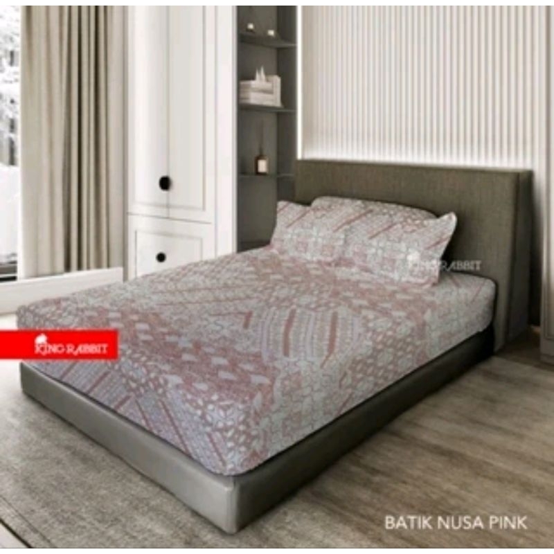 King Rabbit Sprei, Sarung Bantal & Sarung Guling - Batik nusa pink