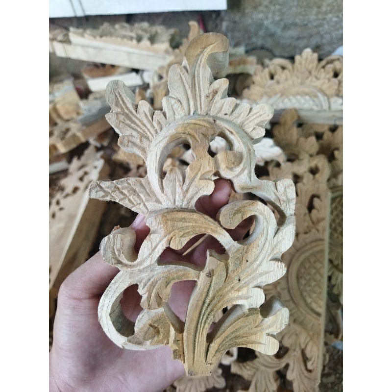 ornamen ukiran tempel pintu/tempel kusen/tempel almari dari kayu jati