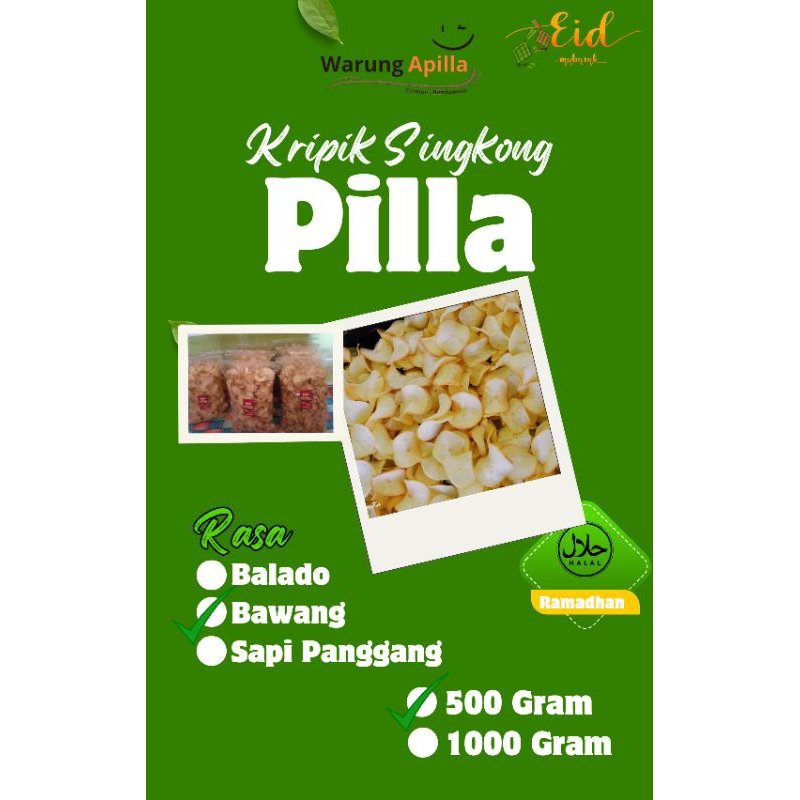 

Kripik Singkong PILLA 500 gram Rasa Bawang super gurih