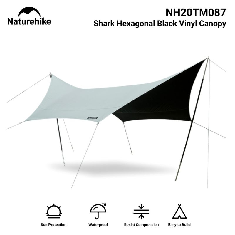 FLYSHEET NATUREHIKE NH20TM087 SHARK HEXAGONAL SUN SHELTER CANOPY TARP TENT BUSHCFRAFT KANOPI TENDA C