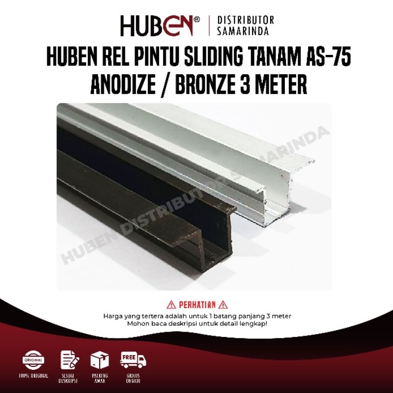 Rel Pintu Lemari Geser Sliding AS 75 / Rel Tanam AS-75 / Rel Alumunium