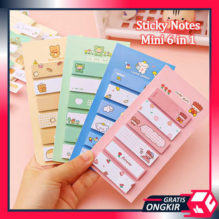 

Gratis Ongkir - S6222 Sticky Notes Label Karakter 6 in 1 / Penanda Buku Memo Stick / Notes Kertas Tempel Karakter Lucu