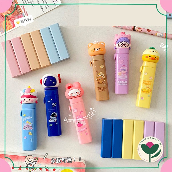 

1 set penghapus mekanik pull push eraser lucu cute MK1591