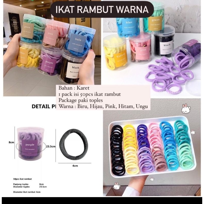 ikat rambut wanita ikat rambut elastis isi 50pcs